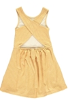 Organic cross back dress in in honey yellow and japanese print