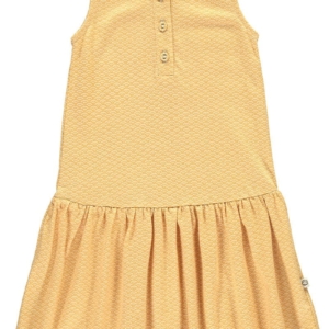 Organic charleston dress in honey yellow and japanese print