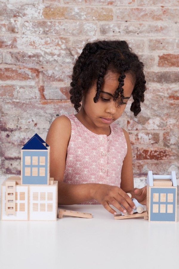 Organic charleston dress in salmon and japanese fan print