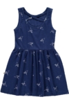 Organic Strapless dress in navy blue and origami print