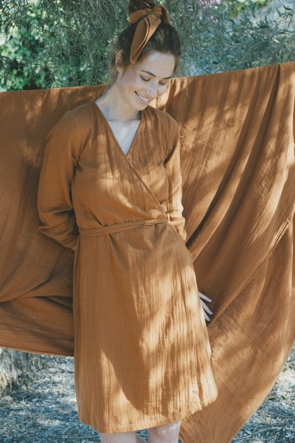 Susana Crossover dress in terracotta