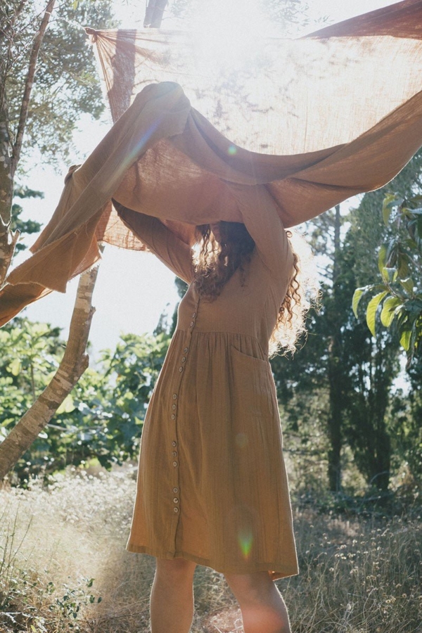 Siara V-neckline dress in mustard