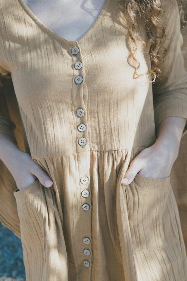 Siara V-neckline dress in mustard