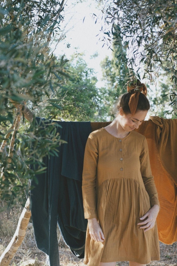 Sahar short dress in mustard