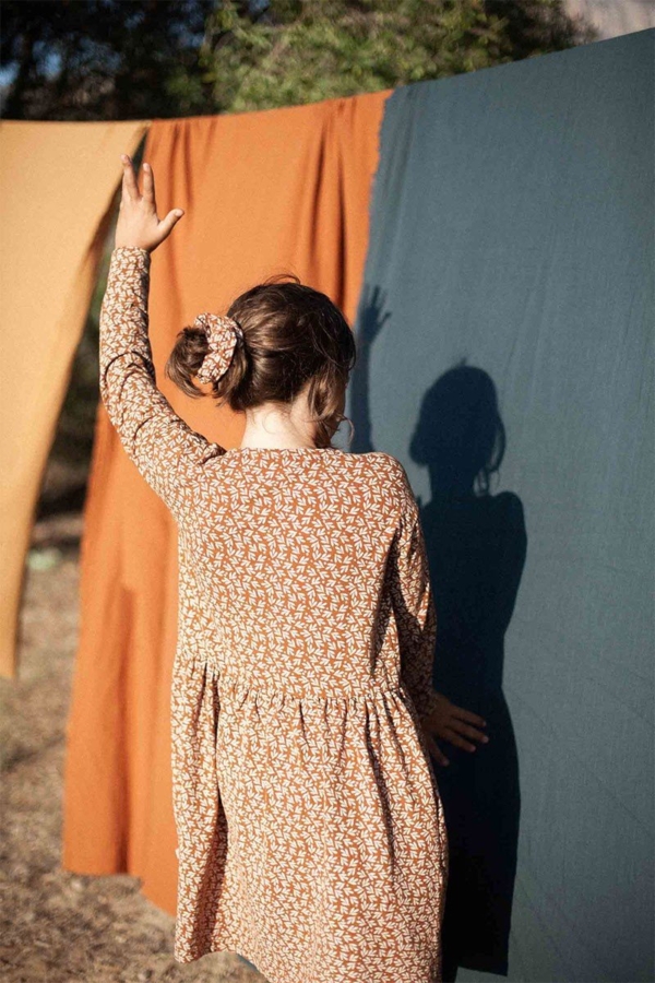 Sabrina dropped shoulder dress in terracotta