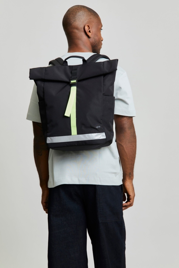 Lars Roll Backpack Black Lime