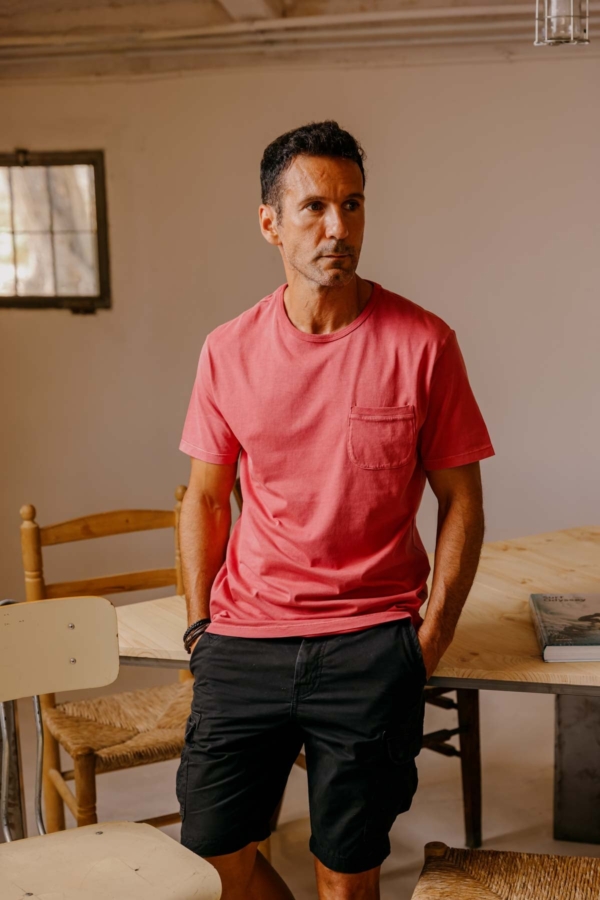 POCKET - Camiseta algodón orgánico Pima - Rojo babor