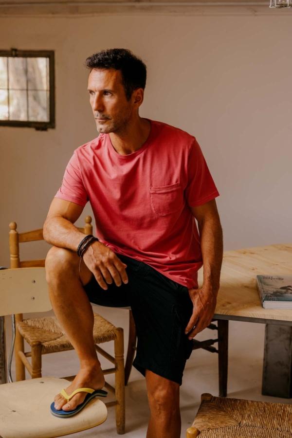 POCKET - Camiseta algodón orgánico Pima - Rojo babor