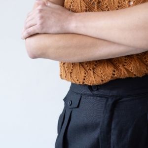 Bijoux Black Linen Pleated Trousers