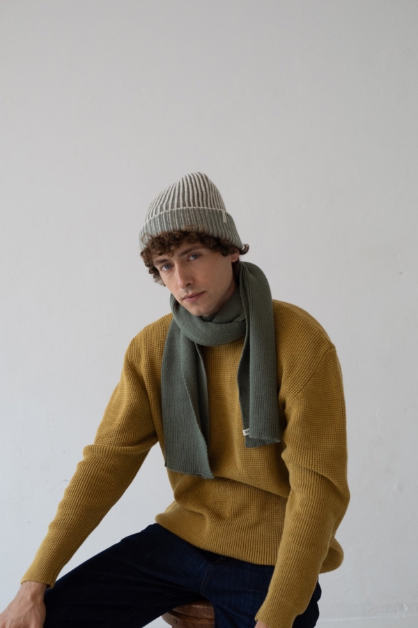 Gorro Tao bicolor verde lana merino