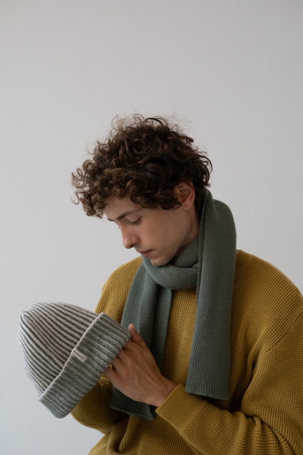 Gorro Tao bicolor verde lana merino