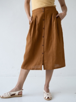 Falda Bernadette de Lino Terracota