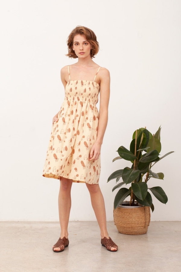 Vestido Nido de Abeja Beth Beige