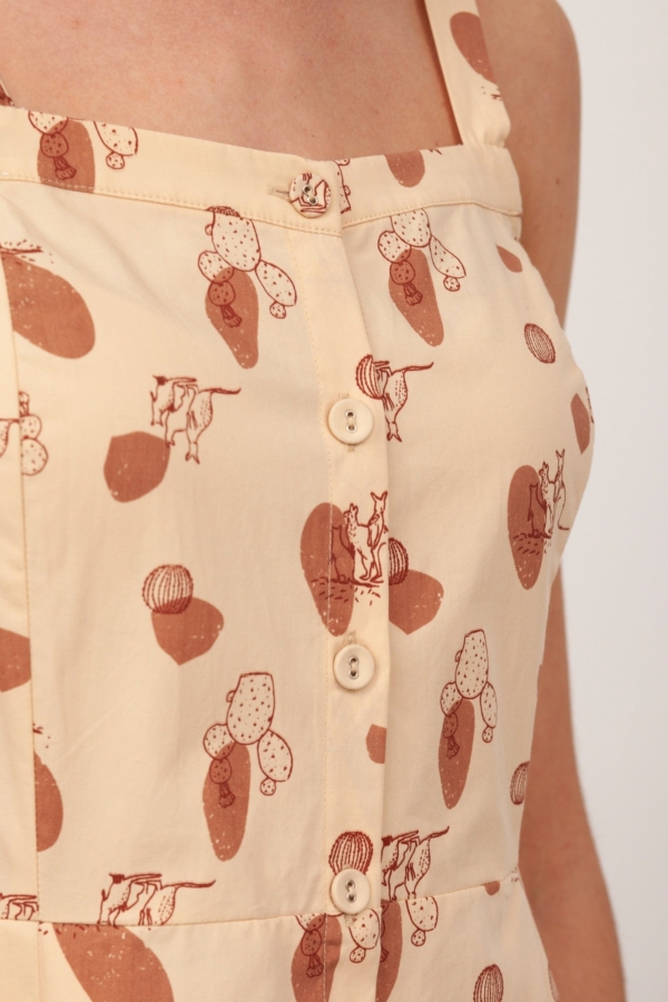 Vestido Tirantes con botones Betsy Beige Canguro