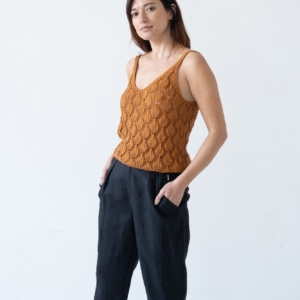 Pantalón pinzas Negro Bijoux de Lino