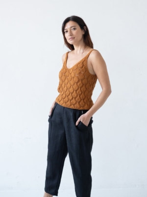 Pantalón pinzas Negro Bijoux de Lino