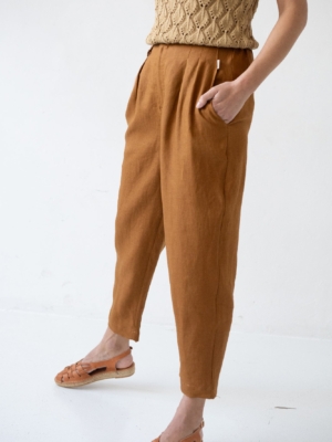 Pantalón pinzas Terracota Bijoux de Lino