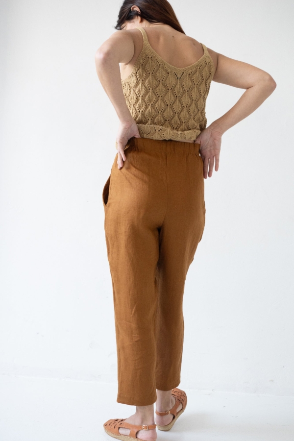 Pantalón pinzas Terracota Bijoux de Lino