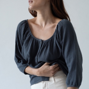 Top Blanche Negro de Muselina