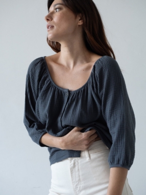 Top Blanche Negro de Muselina