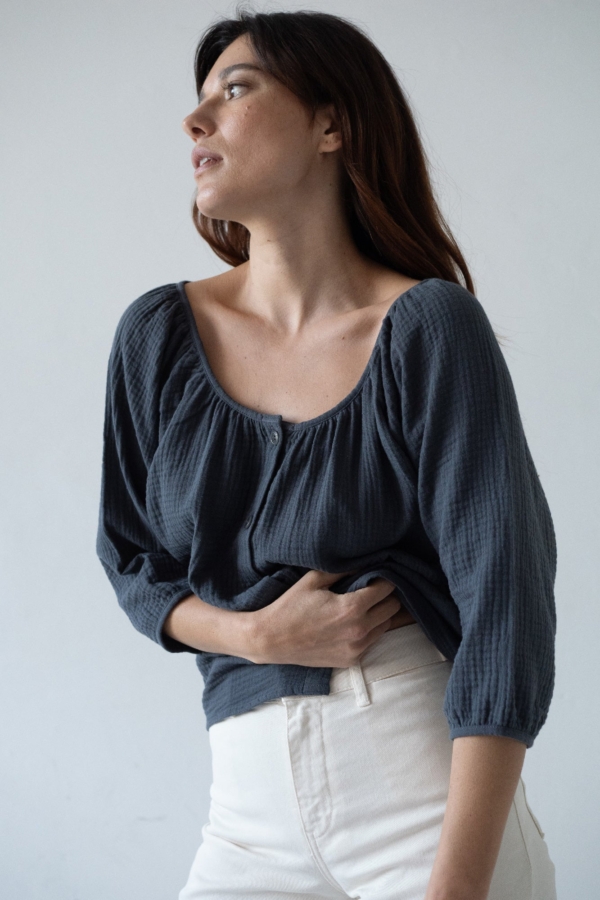 Top Blanche Negro de Muselina