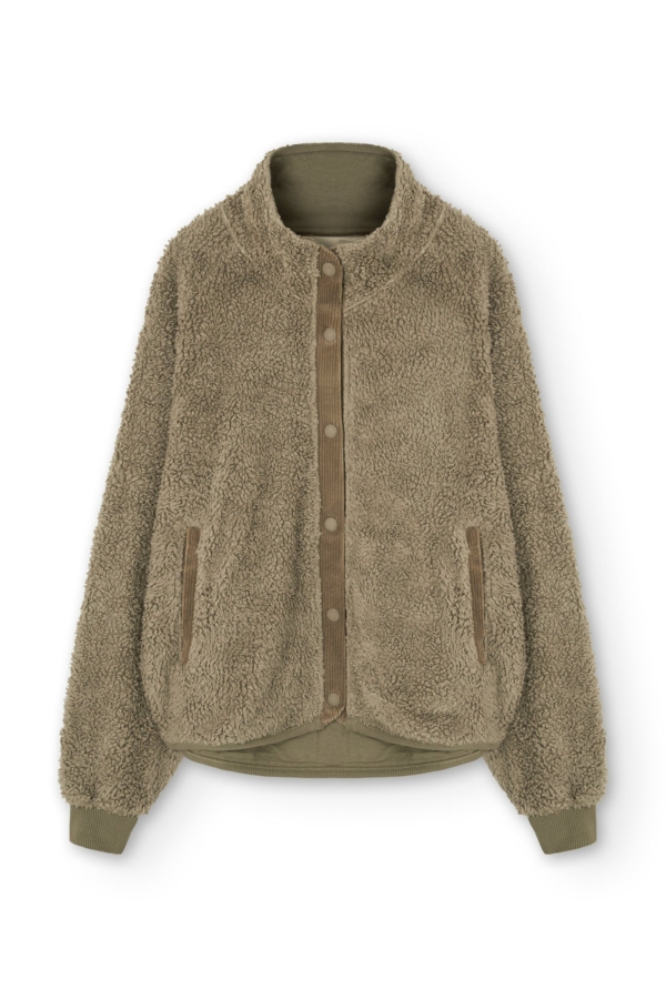 Chaqueta borreguito botones algodón orgánico verde