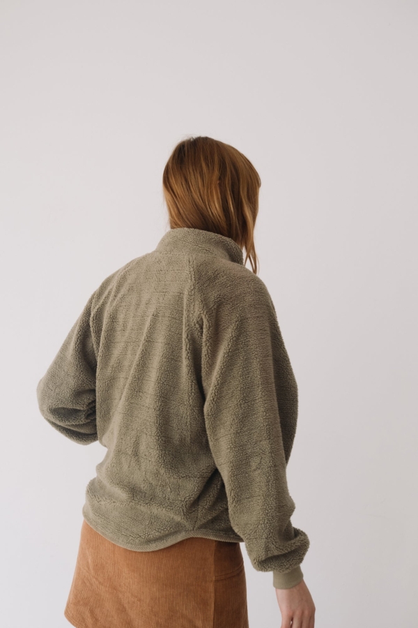 Chaqueta borreguito botones algodón orgánico verde