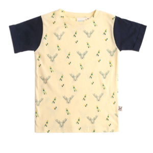 Camiseta unisex amarilla con estampado de ciervos