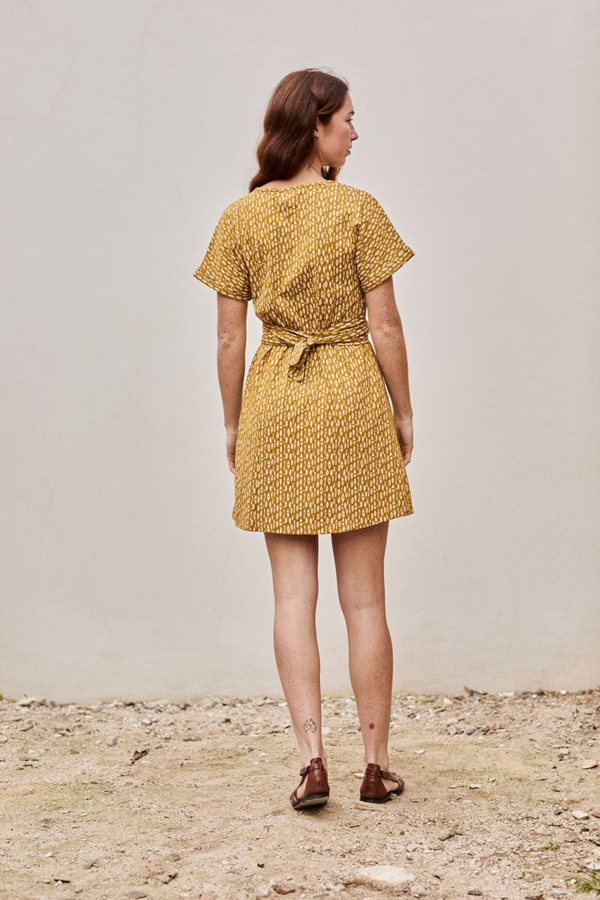 Vestido Ecológico Frida Étnico Mostaza