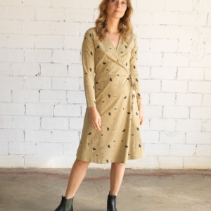 Vestido Gemma cruzado beige lluvia sideral