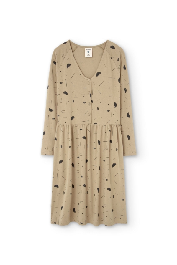 Vestido Giorgia manga ranglán beige lluvia sideral