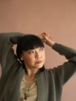 Chaqueta larga Gonda verde lana merino