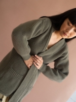 Chaqueta larga Gonda verde lana merino