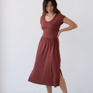 Vestido largo Hanna Tencel rojo