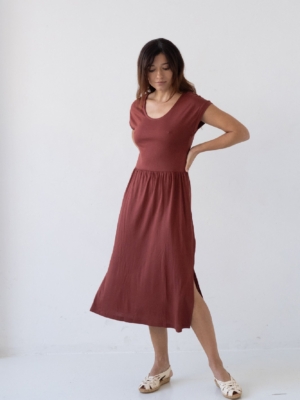 Vestido largo Hanna Tencel rojo