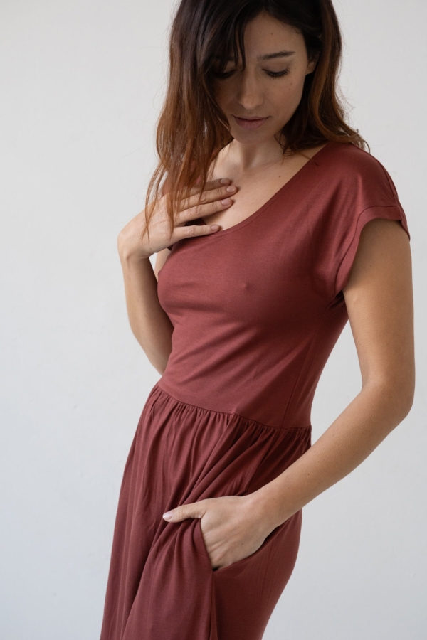 Vestido largo Hanna Tencel rojo