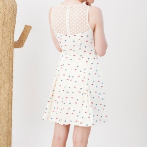 Vestido evasé Isadora de popelín estampado marinero.