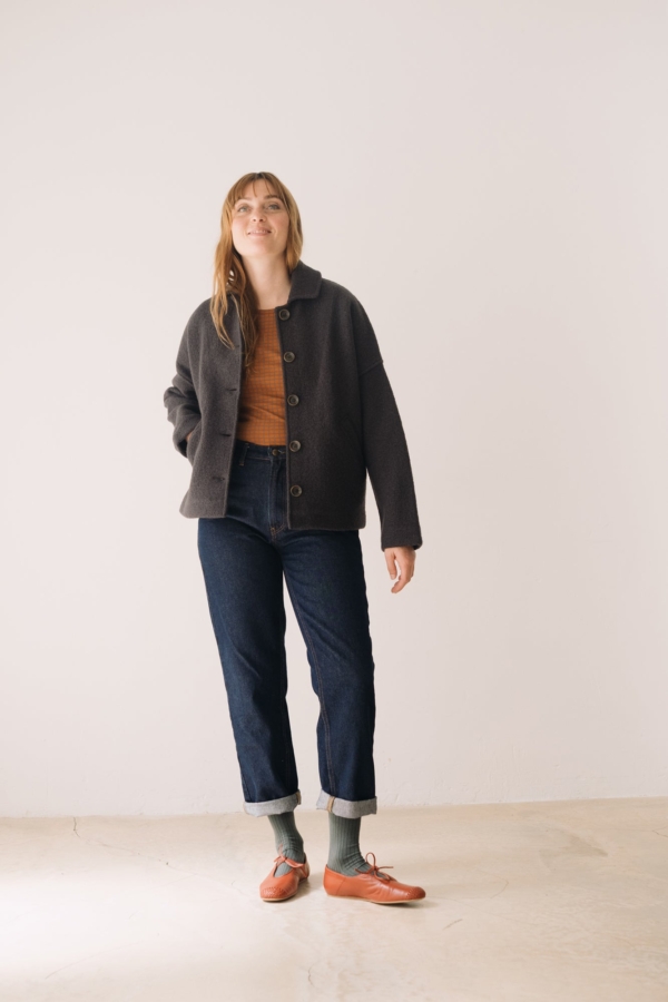 Chaqueta corta 100% lana merino gris