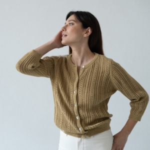 Cardigan Calado Bibi Mostaza