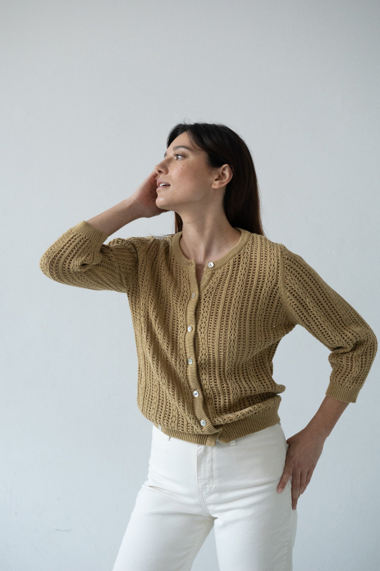 Alma Labibi Cardigan Calado Bibi Mostaza | ALMAmarket
