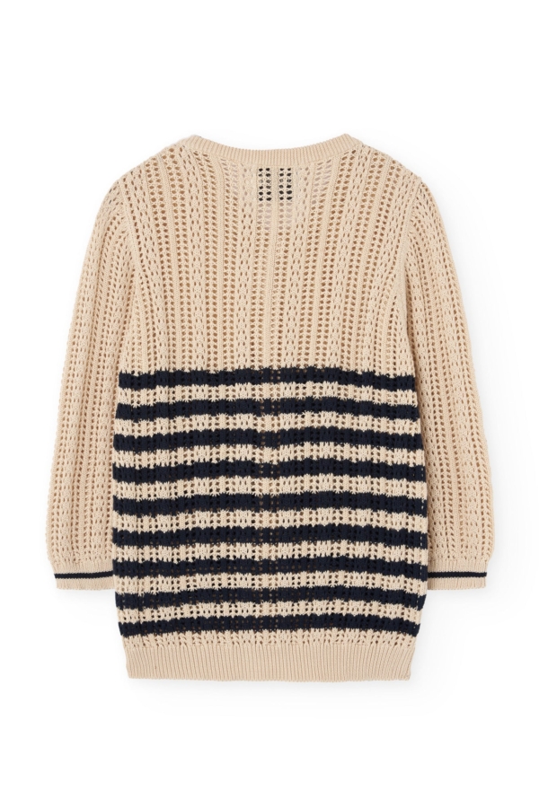 Cardigan Calado Bibi Beige Bicolor