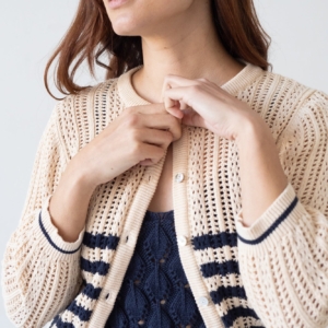 Cardigan Calado Bibi Beige Bicolor
