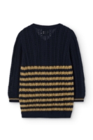 Cardigan Calado Bibi Bicolor Azul