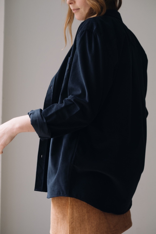 Camisa micropana azul marino