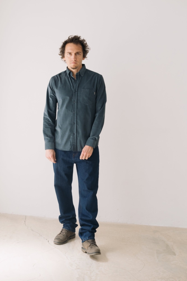 Camisa micropana unisex azul aveto