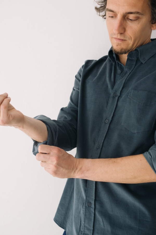 Camisa micropana unisex azul aveto