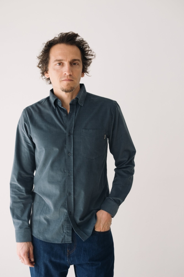 Camisa micropana unisex azul aveto