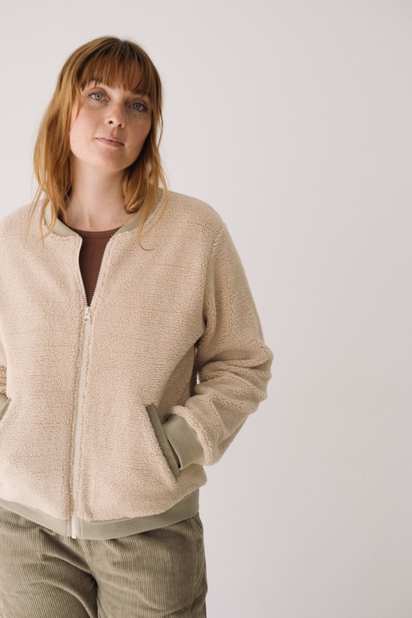 Chaqueta borreguito algodón orgánico crudo