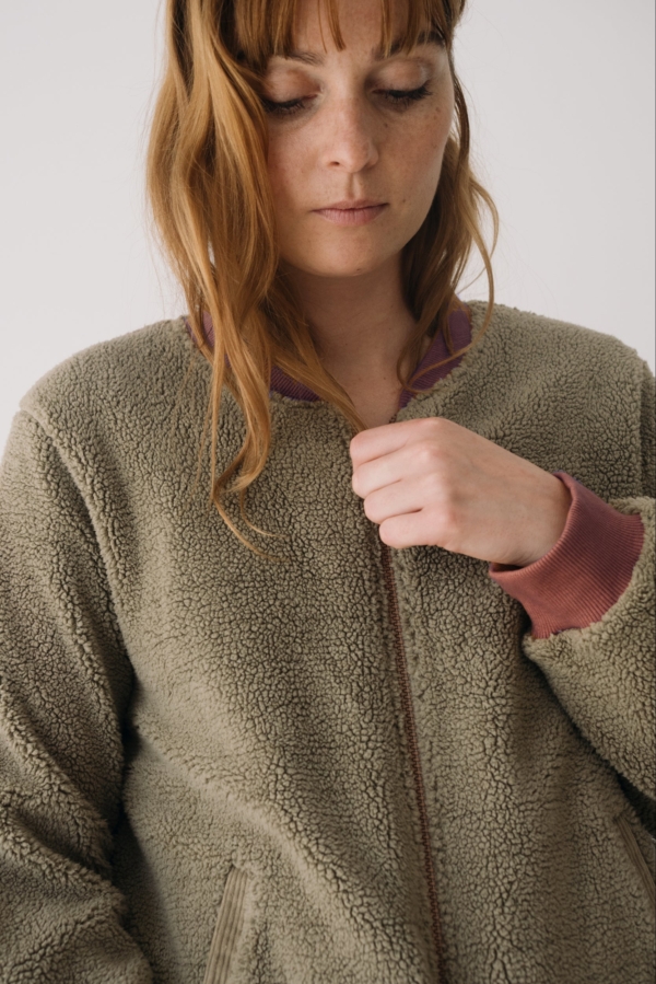 Chaqueta borreguito algodón orgánico verde