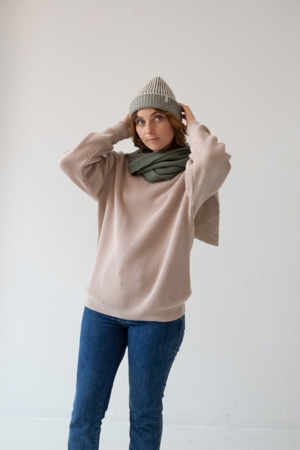 Gorro Tao bicolor verde lana merino